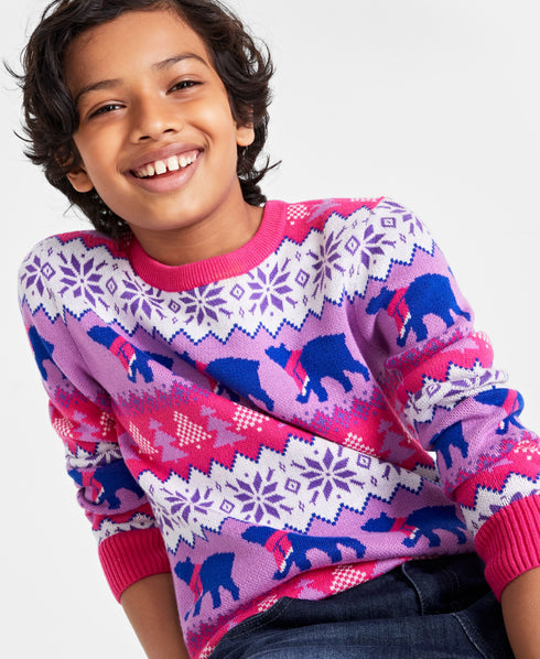 Holiday Lane Big Boys Santa Bear Sweater